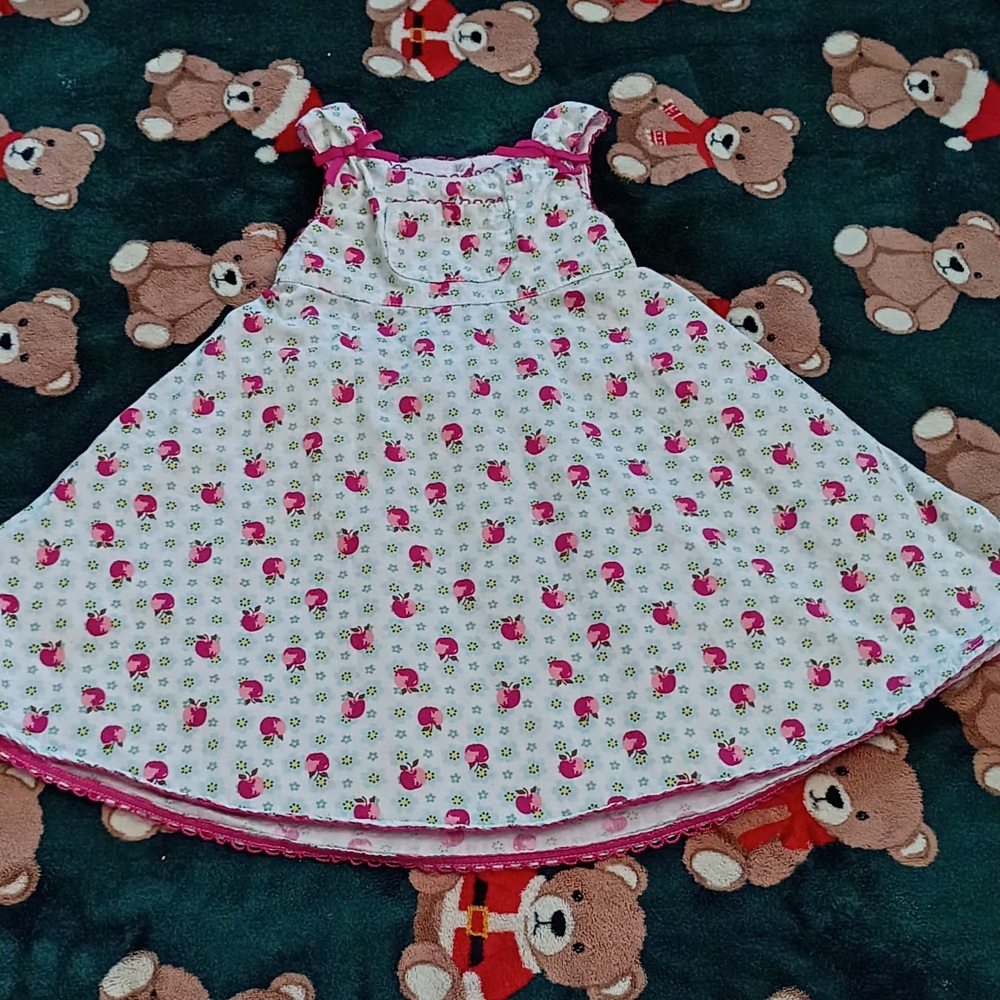 Vintage Y2K 100% Cotton Gymboree Pink Apples Dress 18-24 EUC